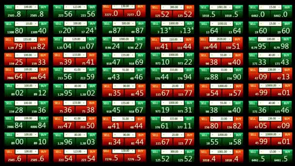 Forex índice de mercado de ações mercadoria ticker trade board linha de notícias sobre fundo preto - novo negócio financeiro de qualidade imagens de vídeo dinâmico animado movimento — Vídeo de Stock