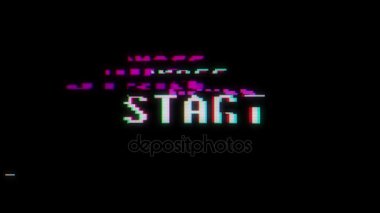 Retro video oyunu basın Başlat metin eski tv arıza müdahale ekranda... Yeni kalite evrensel vintage hareket dinamik animasyonlu arka plan renkli neşeli serin video görüntüleri