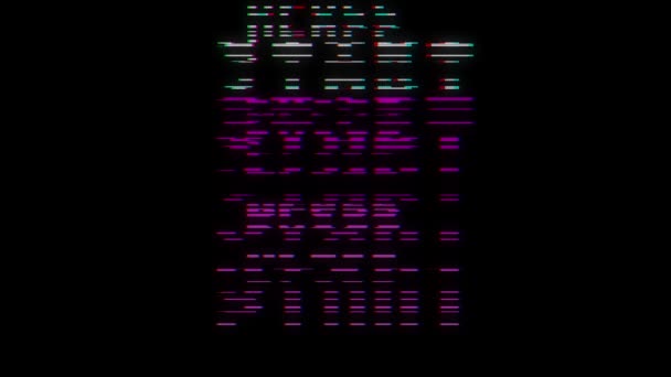 Retro videogame press start text on old tv glitch interference screen ... New quality universal vintage motion dynamic animated background colorful joyful cool video footage — Stock Video