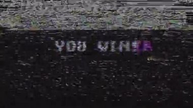 Retro video oyunu eski tv arıza müdahale ekrandaki metni kazanmak... Yeni kalite evrensel vintage hareket dinamik animasyonlu arka plan renkli neşeli serin video görüntüleri