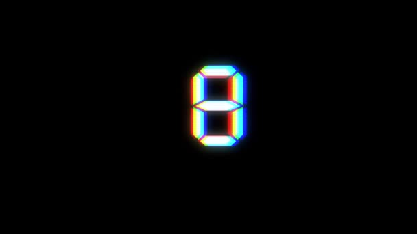 Glitch interference countdown numbers from 10 to  new dynamic holiday retro joyful colorful vintage video footage — Stock Video