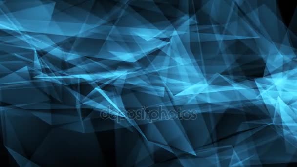 Digitale poligon wolk abstracte achtergrond blauw - nieuwe dynamische technologie beweging kleurrijke videobeelden — Stockvideo