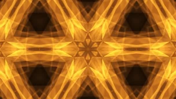 Ornamental geometrisch kaleidoskop licht show stern bewegungsmuster orange neue qualität universelle bewegung dynamisch animiert bunt freudig tanz musik videoaufnahmen — Stockvideo