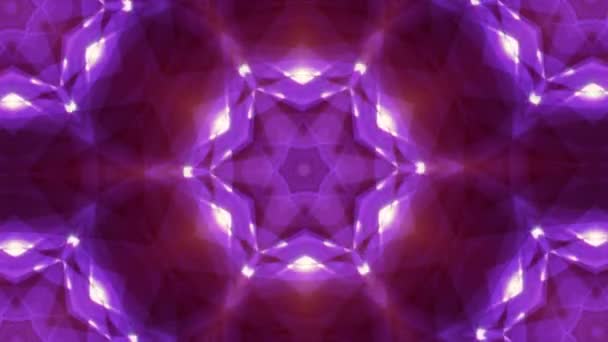 Декоративный геометрический калейдоскоп светового шоу звезды движущейся картины фиолетовый Новое качество универсальное движение динамические анимированные красочные радостные танцевальные музыкальные видеозаписи — стоковое видео