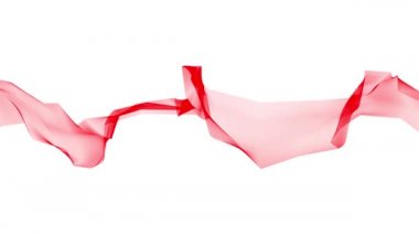 Dijital çokgen yumuşak ipek kurdele nazik dalgalanan kırmızı arka plan - yeni dinamik teknoloji sanat hareket renkli video görüntüleri