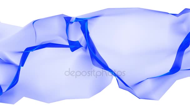 디지털 다각형 부드러운 실크 리본 부드럽게 흔들며 블루 추상 배경-새로운 동적 기술 아트 모션 화려한 영상 — 비디오