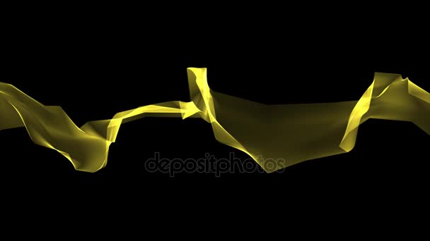 Digital polygon soft silk ribbon gentle waving yellow abstract background - new dynamic technology art motion colorful video footage — Stock Video