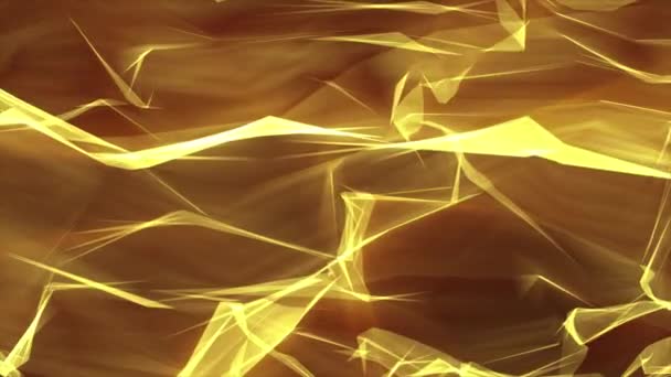 Digitala poligon rök moln abstrakt bakgrund gul guld - nya dynamisk teknik motion färgglada videofilmer — Stockvideo
