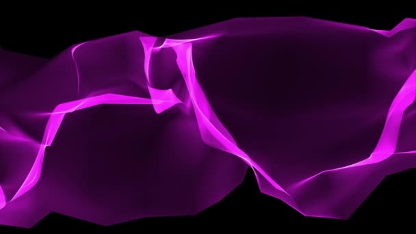 Цифровой полигон мягкой шелковой ленты мягкой размахивая фиолетовым абстрактным фоном - новые динамические технологии искусства движения красочные видео кадры — стоковое видео
