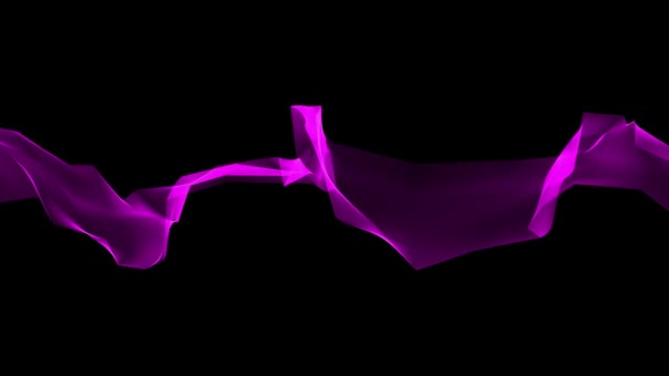Dijital çokgen yumuşak ipek kurdele nazik sallayarak mor arka plan - yeni dinamik teknoloji sanat hareket renkli video görüntüleri — Stok video