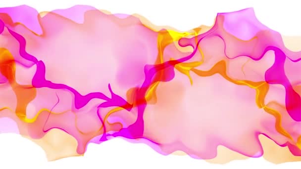 Digital turbulent paint splash smoke cloud soft abstract background yellow pink - new unique quality colorida alegre motion dynamic vídeo footage — Vídeo de Stock