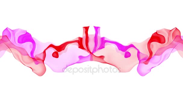 Vernice turbolenta digitale spruzzi di fumo nube morbido sfondo astratto rosso viola nuova qualità unica colorato movimento gioioso filmato dinamico — Video Stock