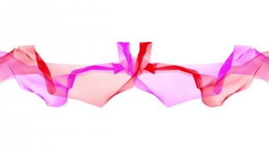 Dijital çokgen yumuşak ipek kurdele nazik sallayarak mavi pembe arka plan - yeni dinamik teknoloji sanat hareket renkli video görüntüleri