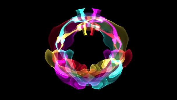 Ψηφιακή ταραχώδης χρώμα splash καπνού δαχτυλίδι σύννεφο μαλακό αφαιρετικό animation φόντο ουράνιο τόξο - νέα μοναδική ποιότητα πολύχρωμες χαρούμενες κίνηση δυναμική βιντεοσκοπημένα στιγμιότυπα — Αρχείο Βίντεο