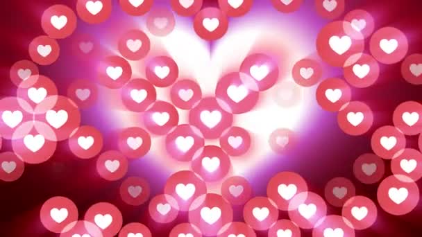 많은 심장 모양 아이콘 무작위 이동 애니메이션 배경 빛-새로운 독특한 품질 범용 모션 동적 다채로운 즐거운 댄스 음악 휴가 영상 — 비디오