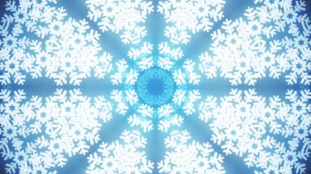 Caleidoscoop grote sneeuwvlok animatie achtergrond naadloze loops - nieuwe kwaliteit vorm universele beweging dynamische geanimeerde kleurrijke vrolijke vakantie muziek video beelden — Stockvideo