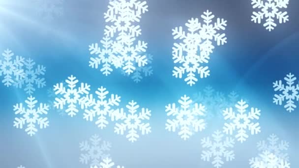 Flotante gran copo de nieve animación fondo azul - Nueva calidad forma universal movimiento dinámico animado colorido alegre fiesta música vídeo — Vídeo de stock