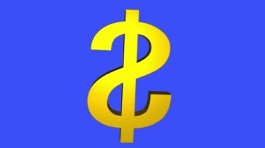 yumuşak altın dolar işareti iplik animasyon sorunsuz döngü üzerinde mavi arka plan - yeni kalite benzersiz mali iş dinamik hareket video görüntüleri animasyonlu.