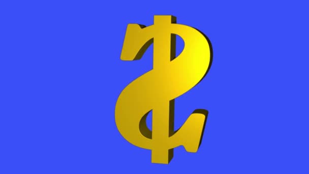 Ouro macio Dollar sinal fiação animação loop sem costura em fundo azul - nova qualidade único negócio financeiro animado movimento dinâmico vídeo metragem — Vídeo de Stock