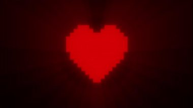 Dijital eski tv ekran sorunsuz döngü aksaklık girişim animasyon yeni dinamik tatil retro neşeli renkli vintage video görüntüleri üzerinde parlak piksel kalp atışını