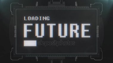 retro futuristik tv arıza girişim ekran animasyon sorunsuz döngü üzerinde gelecek metin yükleme video oyunu... Yeni kalite evrensel vintage techno hareketli dinamik arka plan renkli neşeli serin video