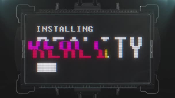 Retro videogame reality text on futuristic tv glitch interference screen animation seamless loop ... New quality universal vintage techno motion dynamic background colorful joyful cool video — Stock Video