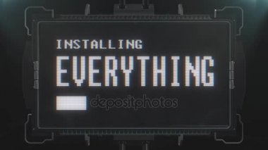 Her şey yükleme retro video oyunu metin fütüristik tv arıza girişim ekran animasyon sorunsuz döngü üzerinde... Yeni kalite evrensel vintage techno hareketli dinamik arka plan renkli neşeli video