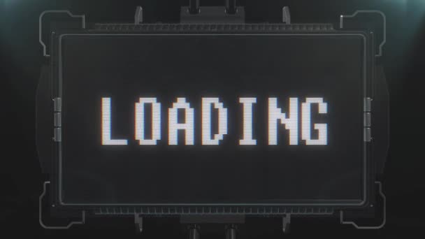 Jumpy retro videogame loading text on futuristic tv screen animation seamless loop ... New quality universal vintage techno motion dynamic animated background colorful joyful cool video footage — Stock Video