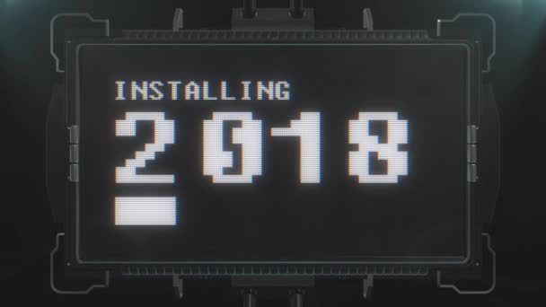 Retro videoherní instalace 2018 text na futuristickou televizní závada rušení obrazovku animace bezešvé smyčka... Nové kvalitní univerzální vintage techno motion dynamické pozadí barevné radostné pohodě video — Stock video