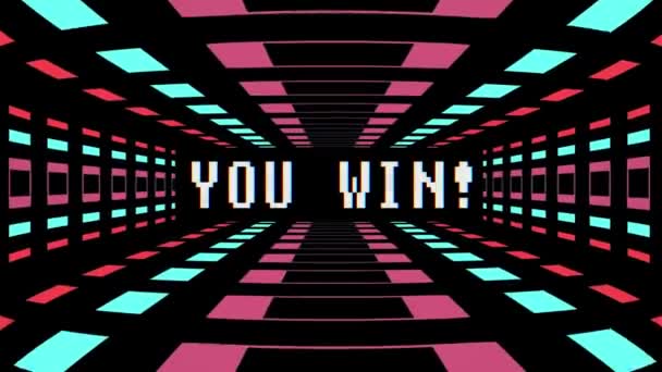 Стиль ретро ігри нескінченний тунельний політ безшовної петлі анімації з вами виграти текст - нова якість 4k старовинні барвисті радісні відеозаписи — стокове відео