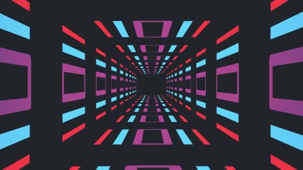 レトロなゲーム スタイル無限トンネル フライト シームレスなループ アニメーション - 新しい品質 4 k ヴィンテージ カラフルな楽しいビデオ映像 — ストック動画
