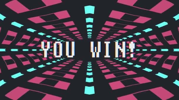 Style de jeu rétro infinie tunnel vol sans couture animation en boucle avec vous gagner du texte - nouvelle qualité 4k vintage coloré joyeuse séquence vidéo — Video