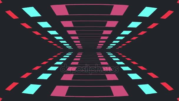 Retro game style infinite tunnel flight seamless loop animation - nova qualidade 4k vintage colorido alegre vídeo footage — Vídeo de Stock