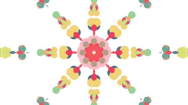 Ornamental geometric kaleidoscope flower moving pattern - New quality retro vintage holiday shape colorful universal motion dynamic animated joyful music video footage — Stock Video