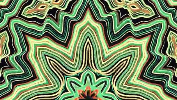 Decoratieve geometrische Caleidoscoop etnische tribal psychedelische patroon animatie - nieuwe kwaliteit retro vintage vakantie inheemse vorm kleurrijke universele beweging dynamische geanimeerde vrolijke muziek video beelden — Stockvideo