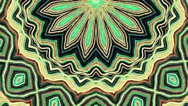 Süs geometrik kaleydoskop etnik kabile psychedelic desen animasyon - yeni kalite retro vintage tatil doğal şekli renkli evrensel hareket dinamik animasyon neşeli müzik video görüntüleri — Stok video