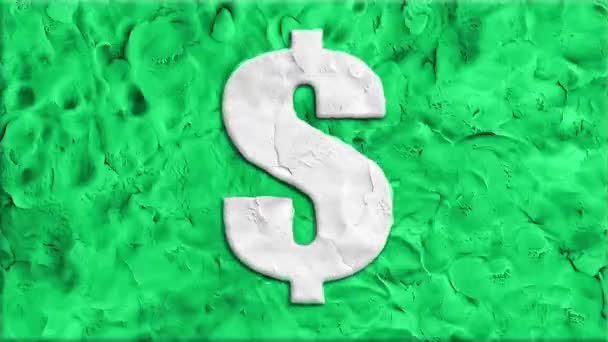 Clay dollar sign cartoon handmade animation seamless loop background ... New quality universal vintage stop motion dynamic animated business colorful joyful cool video footage — Stock Video