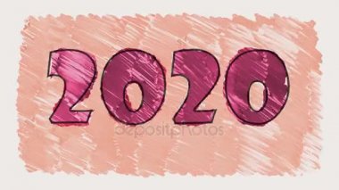 stop motion marker 2020 metin animasyon sorunsuz döngü arka plan - yeni kalite retro vintage hareket neşeli kış tatil video görüntüleri