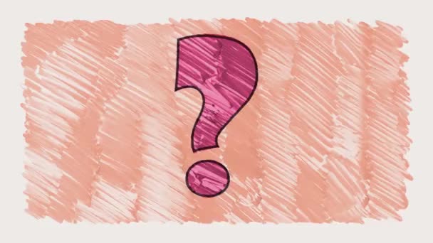 Marker drawn question mark sign animation on white background seamless loop - new dynamic joyful stop motion video school science footage — Stock Video