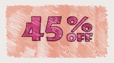 yüzde 45 indirim marker blackboard metin üzerinde kapalı çizilmiş sorunsuz döngü animasyon - yeni kalite retro vintage hareket neşeli addvertisement ticari video görüntüleri karikatür