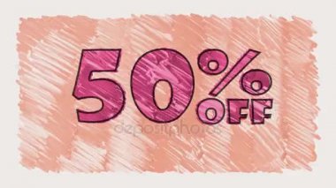 yüzde 50 indirim marker blackboard metin üzerinde kapalı çizilmiş sorunsuz döngü animasyon - yeni kalite retro vintage hareket neşeli addvertisement ticari video görüntüleri karikatür