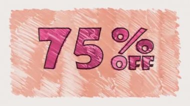 blackboard metin üzerinde indirim işareti kapalı yüzde 75'i çizilmiş sorunsuz döngü animasyon - yeni kalite retro vintage hareket neşeli addvertisement ticari video görüntüleri karikatür