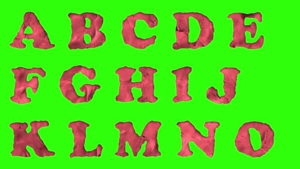 Animerade lera teckensnitt isolerad på chrome key grön skärm bakgrunden animation alla bokstäver, skiljetecken och siffror - ny kvalitet dynamiska tecknad joyful colorfool Plastilina footage — Stockvideo