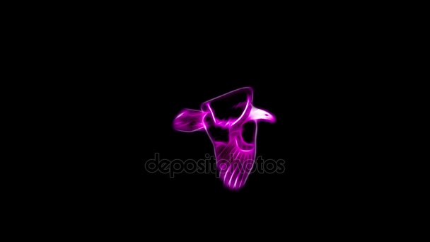 Viola neon calvo aquila volare cartone animato senza soluzione di continuità loop animazione isolato su sfondo nero nuova qualità unico fatto a mano dinamico gioioso video colorato animale uccello filmato — Video Stock