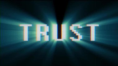 Retro dijital yazı tipi güven word metni eski TV lcd arıza girişim ekran animasyon sorunsuz döngü... Yeni kalite evrensel vintage hareket dinamik animasyonlu arka plan renkli neşeli video görüntüleri