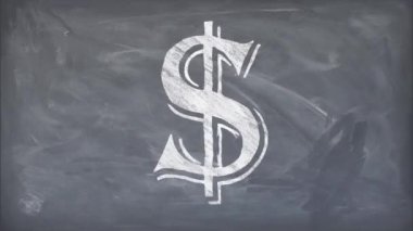 çizilmiş tebeşir dolar işareti mektup karikatür el yapımı animasyon sorunsuz döngü arka plan blackboard... Yeni kalite evrensel vintage stop motion dinamik animasyon iş renkli neşeli serin video görüntüleri