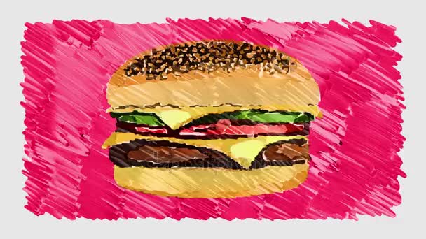 3 nakreslené burger kreslený ruční animace značky pastelové akvarel bezešvé smyčka pozadí... Nové kvalitní univerzální ročník stop motion dynamický animovaný barevné radostné cool video záznam