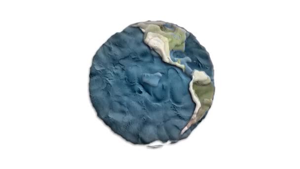 Dessin animé planète terre globe spin sur fond blanc vieux papier sans couture boucle sans fin animation fond - nouvelle qualité unique main rétro vintage stop motion dynamique joyeuse vidéo — Video