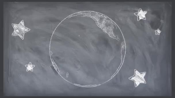 Dessin animé stylo planète planète terre globe spin sur toile de fond sans couture boucle sans fin animation - nouvelle qualité unique main rétro vintage stop motion éducation dynamique joyeuse vidéo — Video