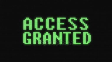 yanıp sönen yeşil erişim verilen dijital siyah lcd ekran sorunsuz döngü animasyon - yeni kalite b.t renkli neşeli vintage dinamik hareket video görüntüleri üzerinde metin